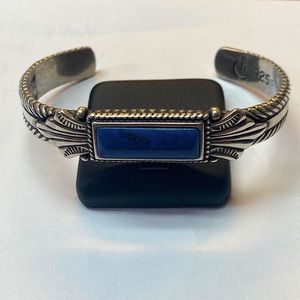 Vintage Sterling Silver and Lapis Lazuli Cuff Bracelet